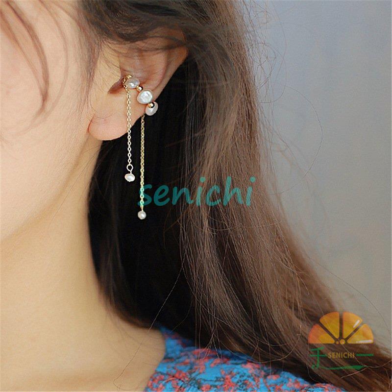 イヤーカフ イヤークリップ 片耳用 単品 レディース 女性 アクセサリー ノンホール フェイクパール チェーン ロング 揺れる 華奢 エレガント | ブランド登録なし | 02