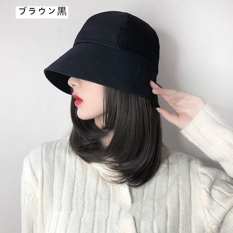 帽子付きウィッグ ボブ バケットハット 毛付き帽子 ストレート オールシーズン 医療用 かつら かつら付き ウィッグ付き 髪付き | ブランド登録なし | 01