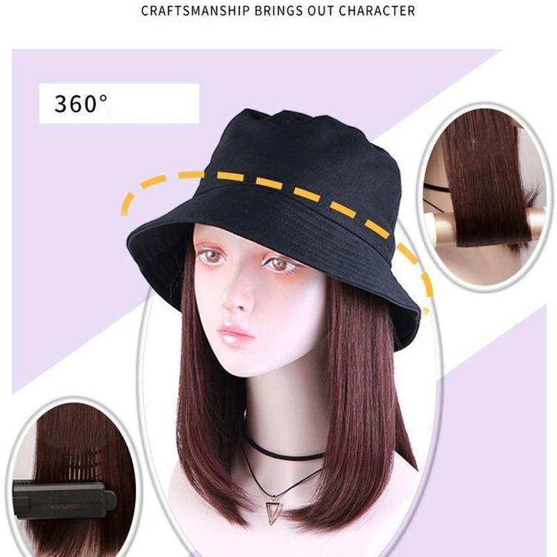 帽子付きウィッグ ボブ バケットハット 毛付き帽子 ストレート オールシーズン 医療用 かつら かつら付き ウィッグ付き 髪付き | ブランド登録なし | 05