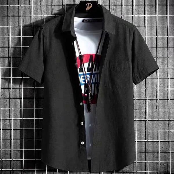 シャツ 半袖 メンズ 開襟シャツ カジュアルシャツ 折り襟 無地 胸ポケット付き スリム 夏服 通勤 オシャレ 細身 普段着 シンプル 新作 快適 | ブランド登録なし | 15
