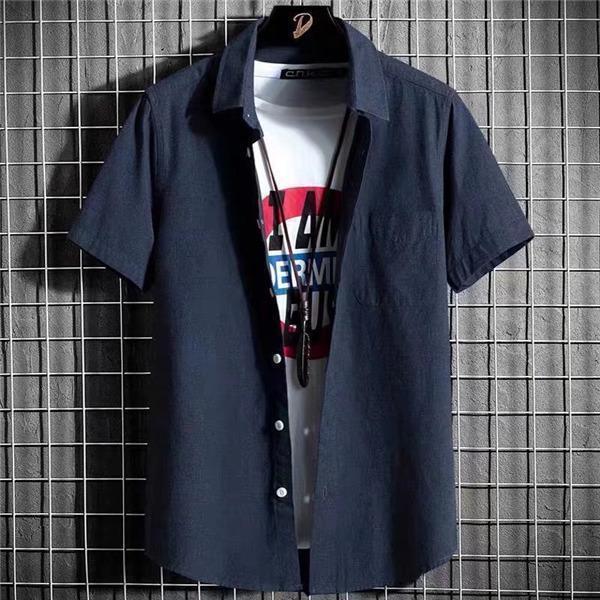 シャツ 半袖 メンズ 開襟シャツ カジュアルシャツ 折り襟 無地 胸ポケット付き スリム 夏服 通勤 オシャレ 細身 普段着 シンプル 新作 快適 | ブランド登録なし | 07