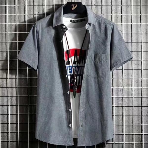 シャツ 半袖 メンズ 開襟シャツ カジュアルシャツ 折り襟 無地 胸ポケット付き スリム 夏服 通勤 オシャレ 細身 普段着 シンプル 新作 快適 | ブランド登録なし | 09