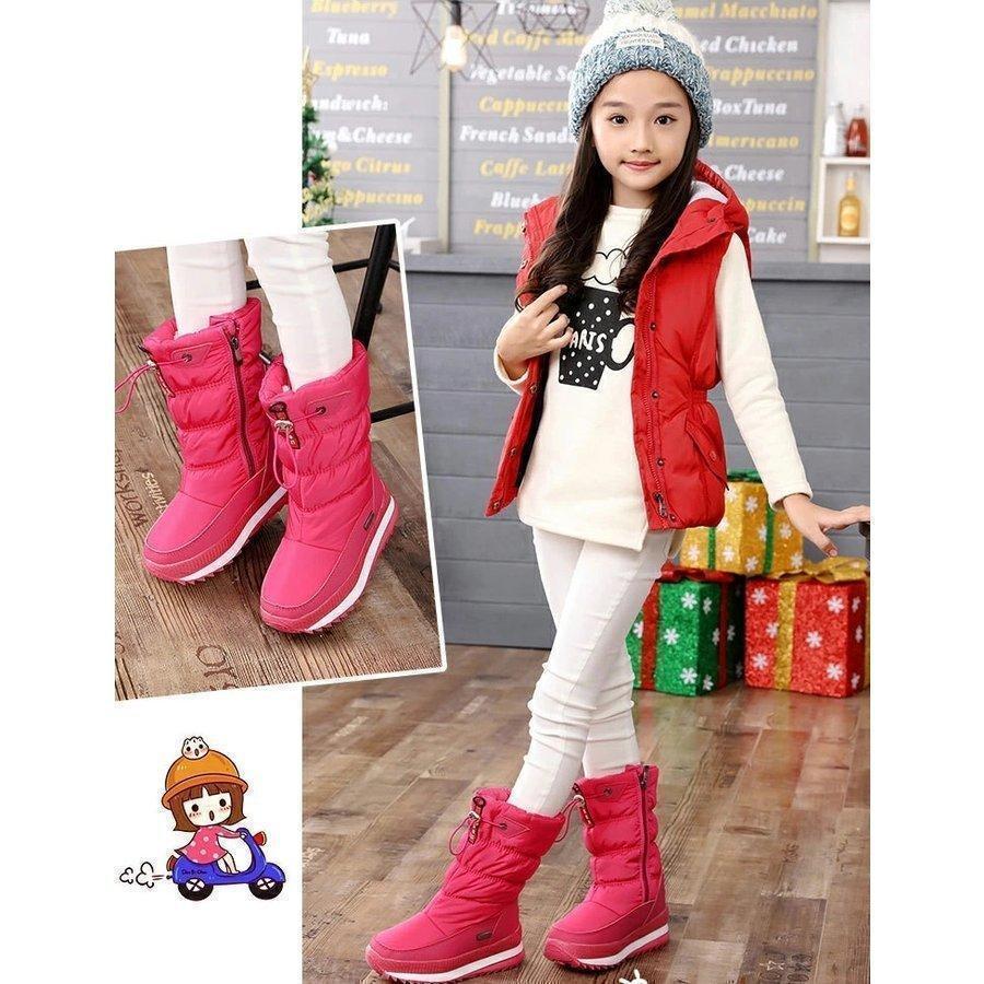 スノーブーツキッズ女の子雪遊び無地男の子裏起毛スノーブーツ防寒ジュニアレディースカジュアル裏ボアガールズ大人子供滑り止めブーツ | ブランド登録なし | 03