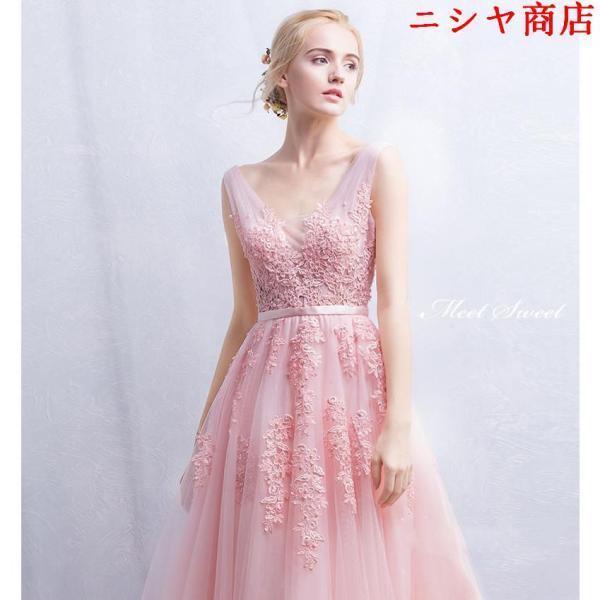 カラードレス ロングドレス 袖なし ウェディングドレス ウエディングドレス 結婚式 二次会 披露宴 花嫁 演奏会 発表会 ピンク ワインレッド ネイビー グレー | ブランド登録なし | 02