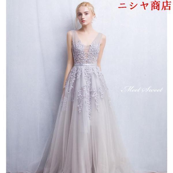 カラードレス ロングドレス 袖なし ウェディングドレス ウエディングドレス 結婚式 二次会 披露宴 花嫁 演奏会 発表会 ピンク ワインレッド ネイビー グレー | ブランド登録なし | 06