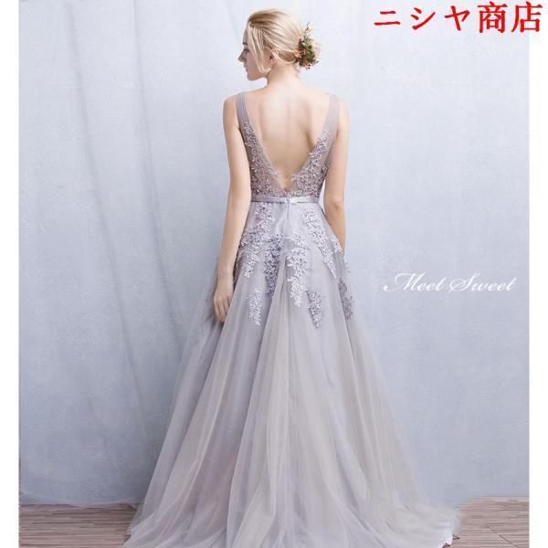 カラードレス ロングドレス 袖なし ウェディングドレス ウエディングドレス 結婚式 二次会 披露宴 花嫁 演奏会 発表会 ピンク ワインレッド ネイビー グレー | ブランド登録なし | 07