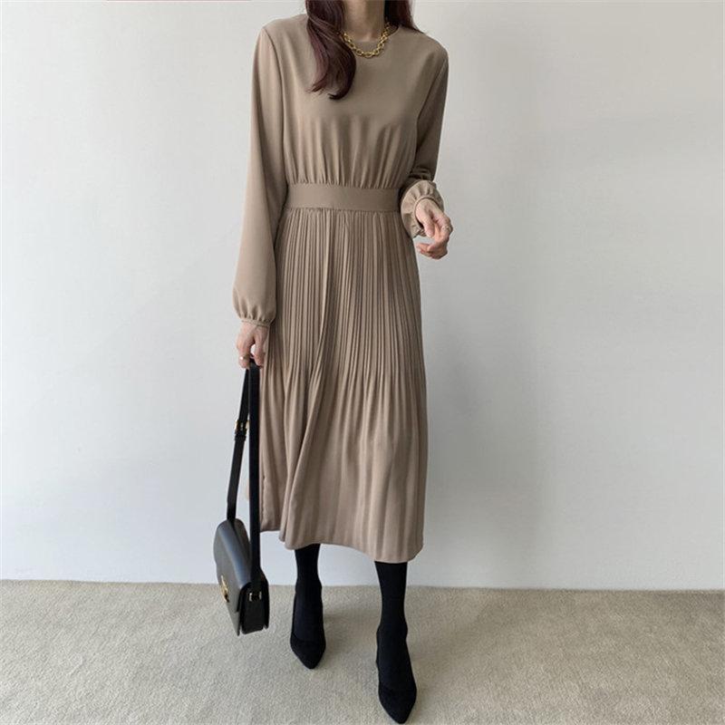 ロングワンピース 春秋 レディース ワンピース Aライン 着痩せ ミモレ丈 きれいめ 無地 プリーツ 大人 通勤 OL 二次会 エレガント卒業式 | ブランド登録なし | 14
