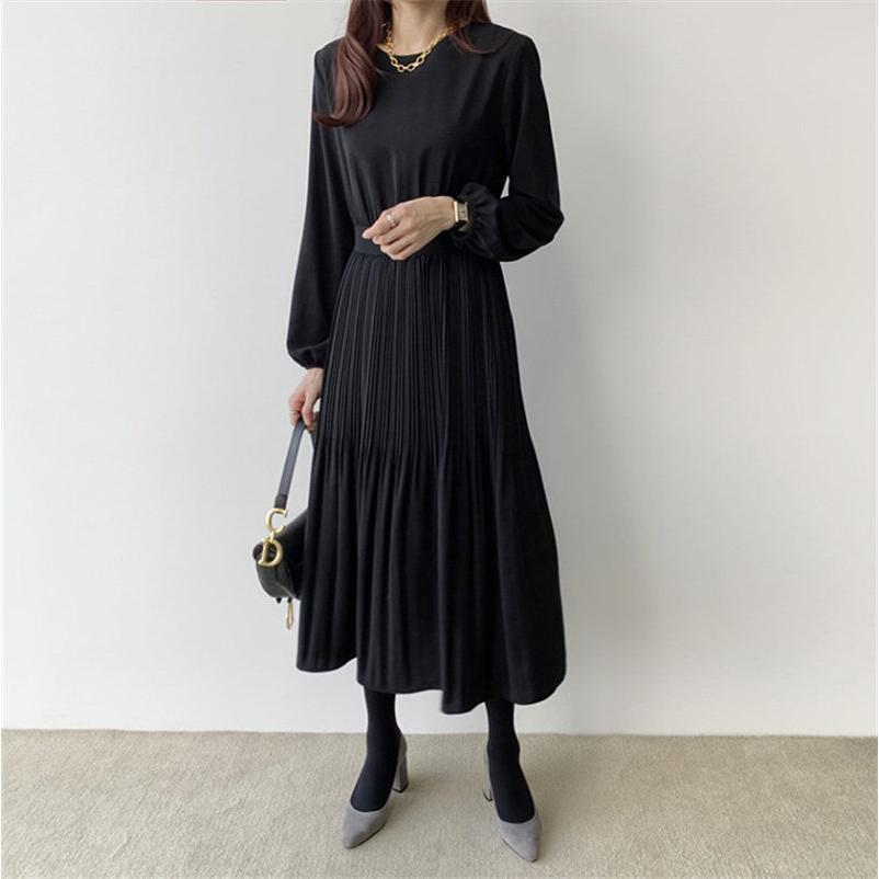 ロングワンピース 春秋 レディース ワンピース Aライン 着痩せ ミモレ丈 きれいめ 無地 プリーツ 大人 通勤 OL 二次会 エレガント卒業式 | ブランド登録なし | 07