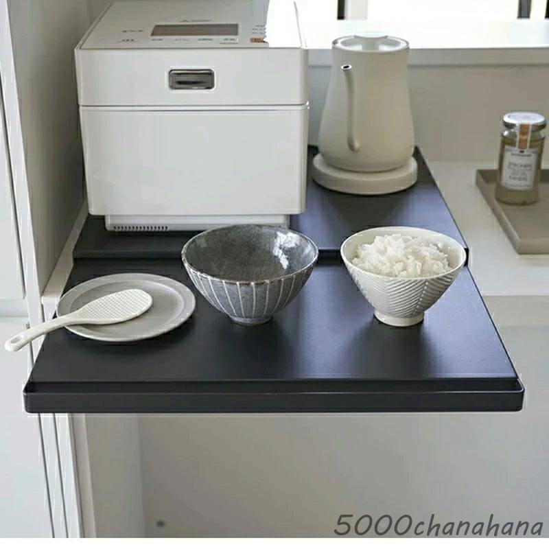 キッチン家電の下に置くだけ！ 電子レンジラック 伸縮39~62cm 作業台付き スライドトレー キッチン家電 引き出し カウンター上 トースターラック | ブランド登録なし | 06