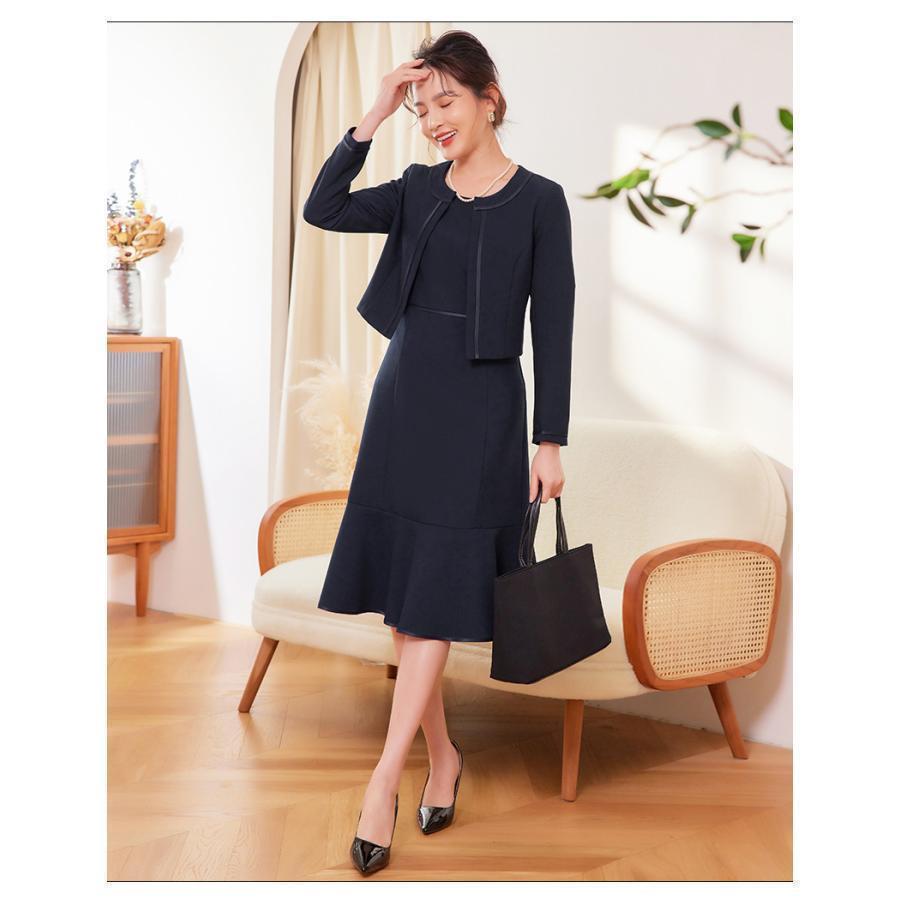 喪服 レディース スーツ 母親 2点セット ワンピース レディース 母 スーツレディース フォーマル 喪服 礼服 葬儀 法事 ブラックフォーマル | ブランド登録なし | 06
