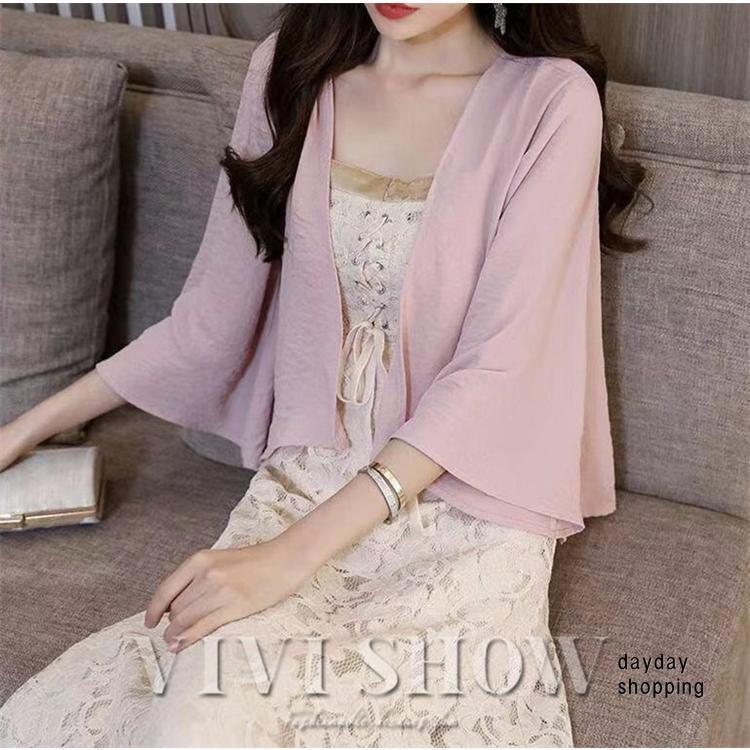 ボレロカーディガン レース レディース 半袖 ショール ドルマンスリーブ シンプル 薄手 軽量 トップス アウター 夏服 春夏秋 ショート丈 きれいめ | ブランド登録なし | 09