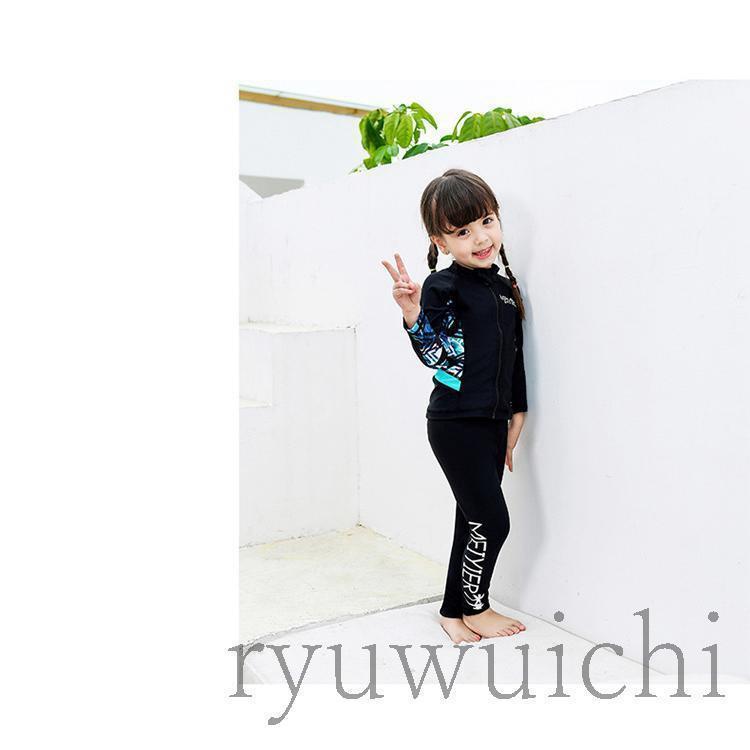 キッズ 水着 男の子 子供 女の子 セパレート 3点セット 長袖 ラッシュガード フィットネス ベビー水着 レギンス スイムウェア 海水浴 UV対策 | ブランド登録なし | 10