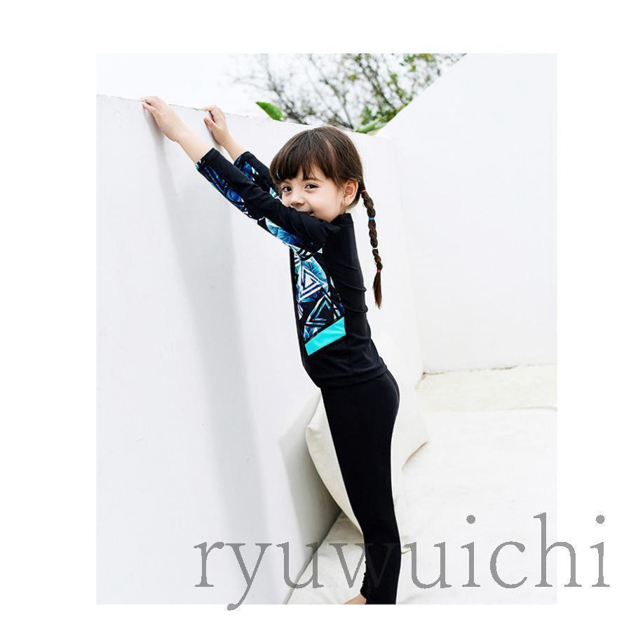 キッズ 水着 男の子 子供 女の子 セパレート 3点セット 長袖 ラッシュガード フィットネス ベビー水着 レギンス スイムウェア 海水浴 UV対策 | ブランド登録なし | 11