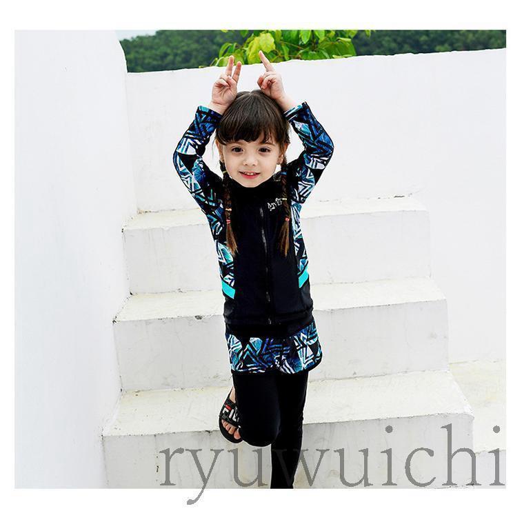 キッズ 水着 男の子 子供 女の子 セパレート 3点セット 長袖 ラッシュガード フィットネス ベビー水着 レギンス スイムウェア 海水浴 UV対策 | ブランド登録なし | 07