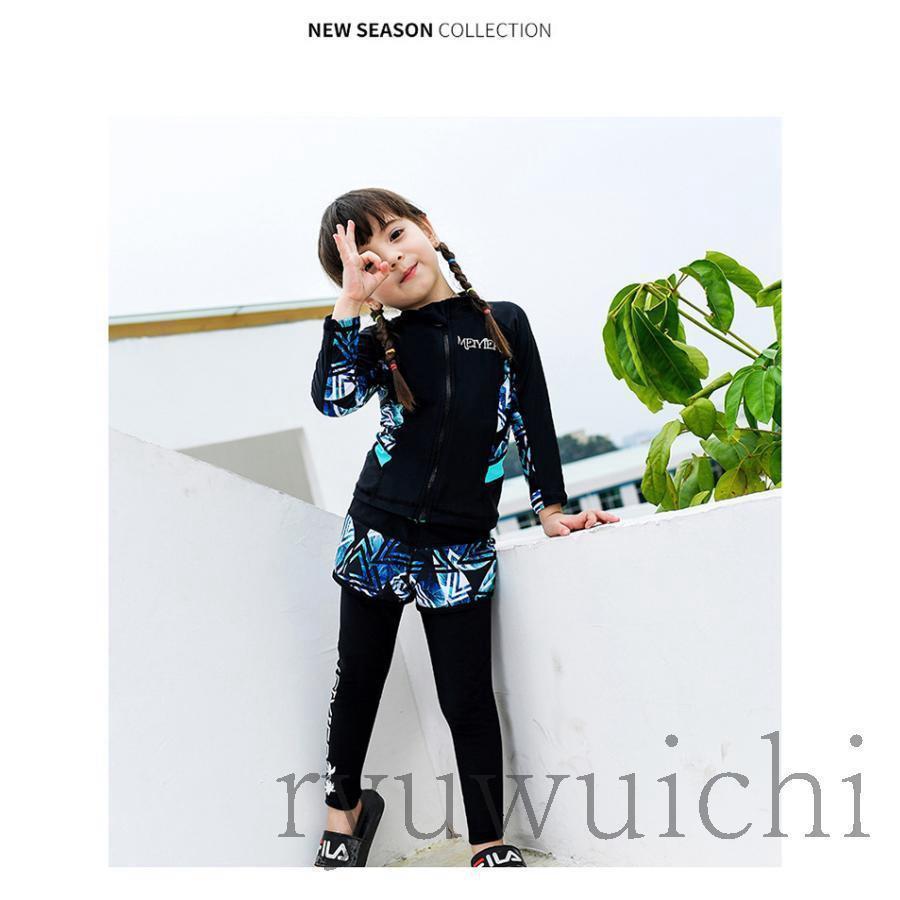 キッズ 水着 男の子 子供 女の子 セパレート 3点セット 長袖 ラッシュガード フィットネス ベビー水着 レギンス スイムウェア 海水浴 UV対策 | ブランド登録なし | 08