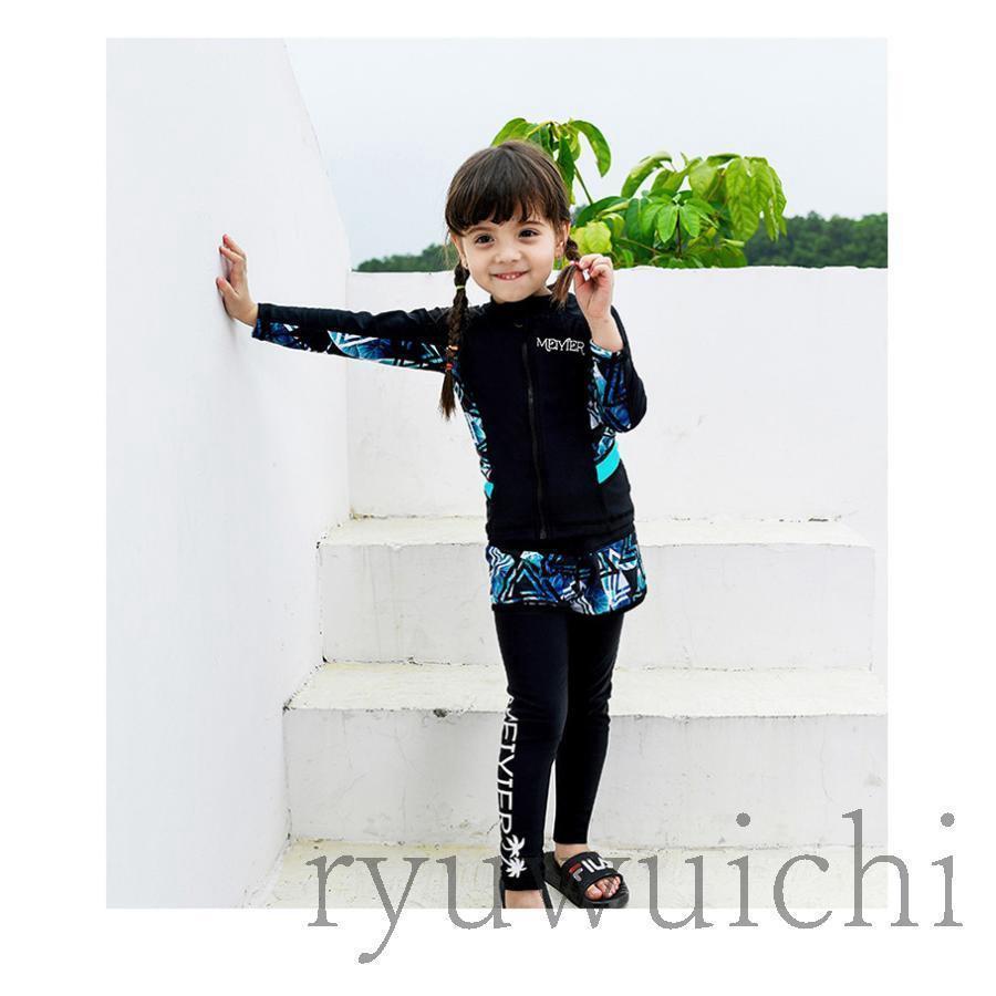 キッズ 水着 男の子 子供 女の子 セパレート 3点セット 長袖 ラッシュガード フィットネス ベビー水着 レギンス スイムウェア 海水浴 UV対策 | ブランド登録なし | 09
