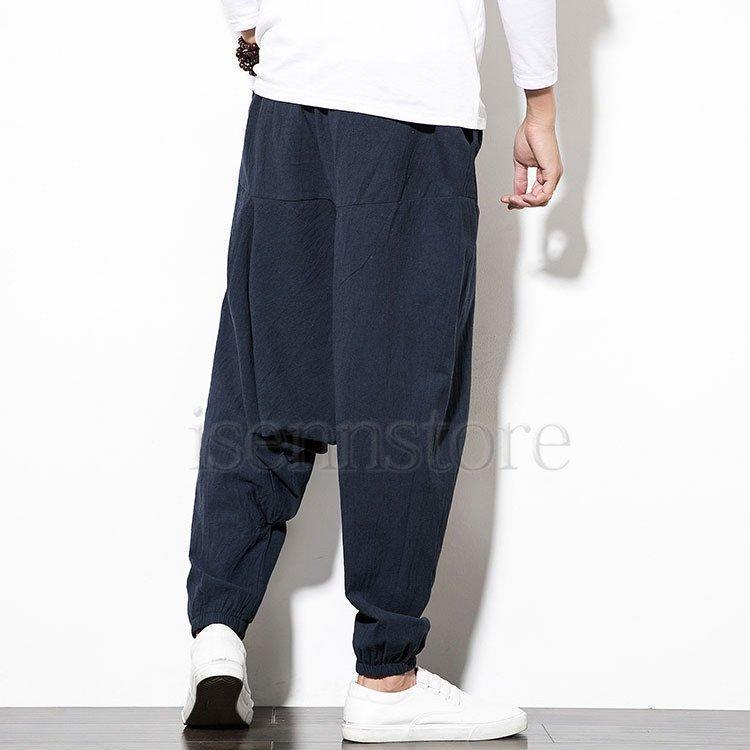 サルエルパンツ メンズ エスニック 涼感 吸汗 リラックスパンツ 裾ゴム ウエストゴム ゆったり ワイドパンツ 無地 快適 大きいサイズ 部屋着 | ブランド登録なし | 13