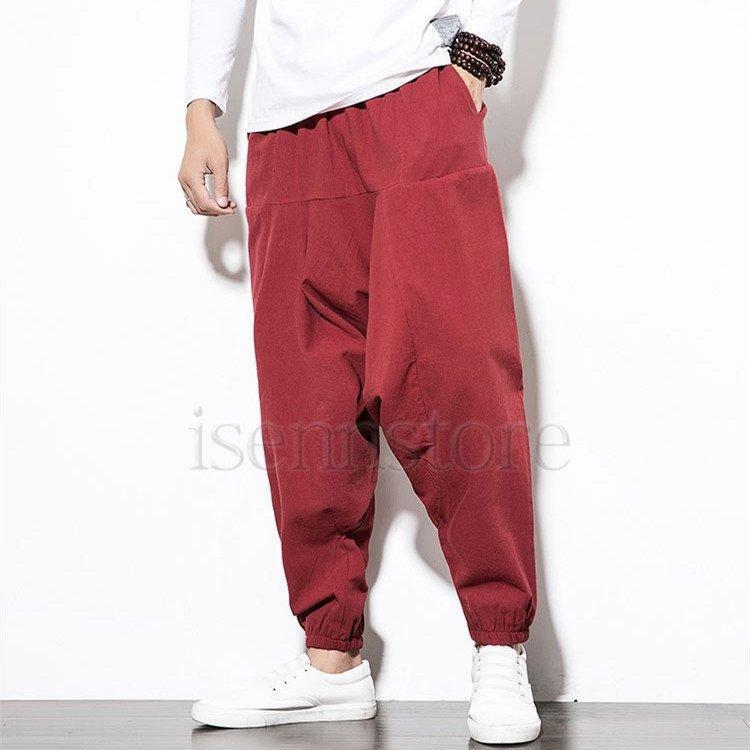 サルエルパンツ メンズ エスニック 涼感 吸汗 リラックスパンツ 裾ゴム ウエストゴム ゆったり ワイドパンツ 無地 快適 大きいサイズ 部屋着 | ブランド登録なし | 02