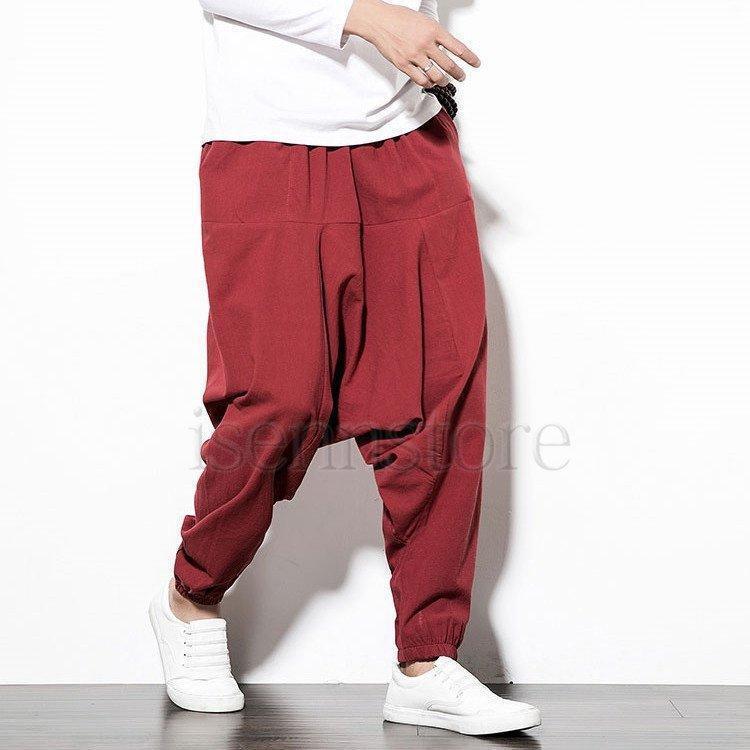 サルエルパンツ メンズ エスニック 涼感 吸汗 リラックスパンツ 裾ゴム ウエストゴム ゆったり ワイドパンツ 無地 快適 大きいサイズ 部屋着 | ブランド登録なし | 03