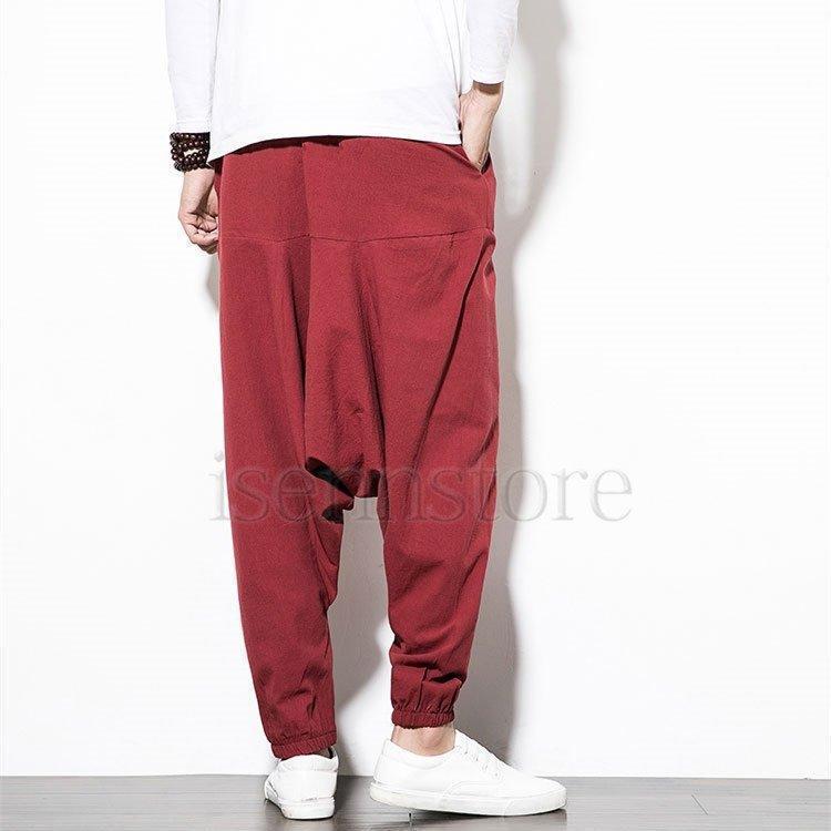 サルエルパンツ メンズ エスニック 涼感 吸汗 リラックスパンツ 裾ゴム ウエストゴム ゆったり ワイドパンツ 無地 快適 大きいサイズ 部屋着 | ブランド登録なし | 05