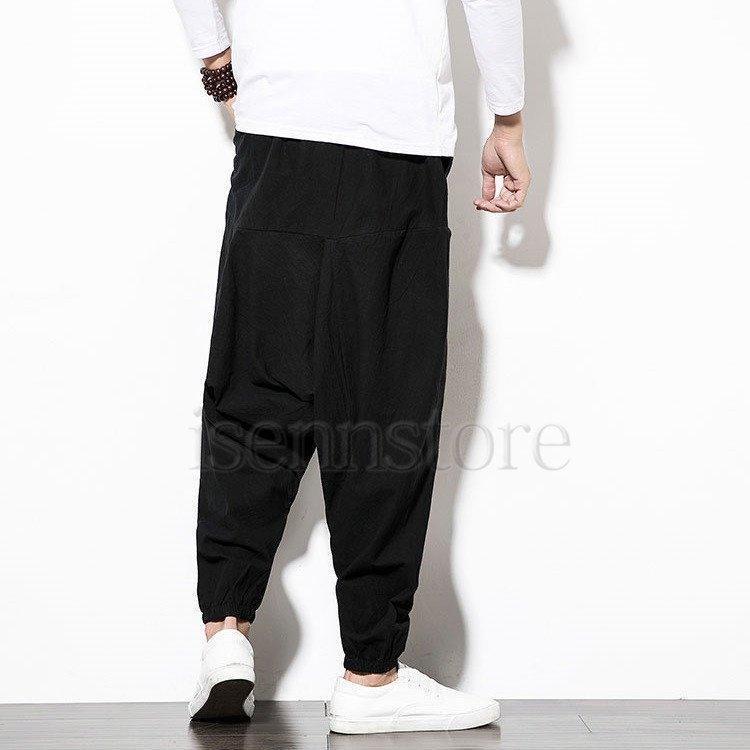 サルエルパンツ メンズ エスニック 涼感 吸汗 リラックスパンツ 裾ゴム ウエストゴム ゆったり ワイドパンツ 無地 快適 大きいサイズ 部屋着 | ブランド登録なし | 09