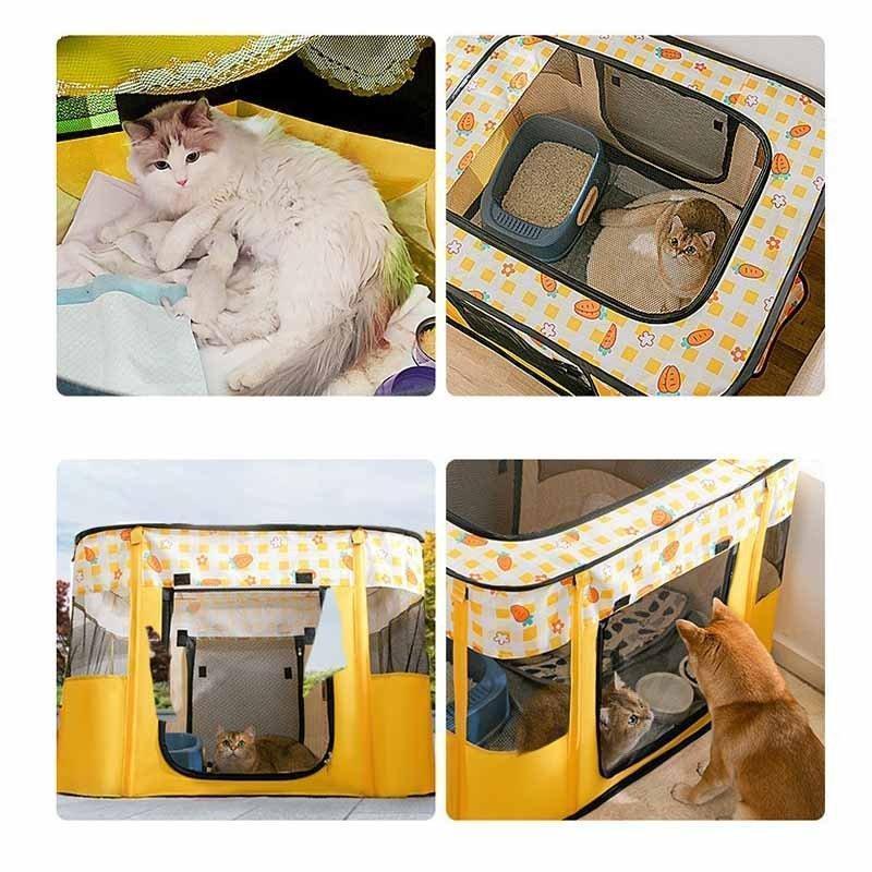 ペットサークル 折りたたみ式 テント 犬/猫/ウサギ用 全3色 持ち運び便利 組み立て簡単 メッシュ 小動物 ペットケージ 屋内 屋外 車内 丈夫 | ブランド登録なし | 01