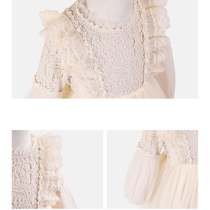 キッズワンピース 女の子 フォーマル ドレス チュールワンピース 長袖 レース 可愛い 結婚式 子供ドレス ピアノ発表会 | ブランド登録なし | 13