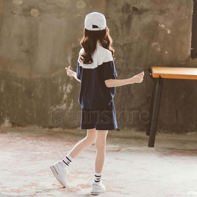 夏 新作 セットアップ ショートパンツ 半袖 パーカー ジップアップ 韓国子供服 女の子 ジュニア トレーナー 配色 ハーフパンツ 運動服 スポーツ | ブランド登録なし | 08