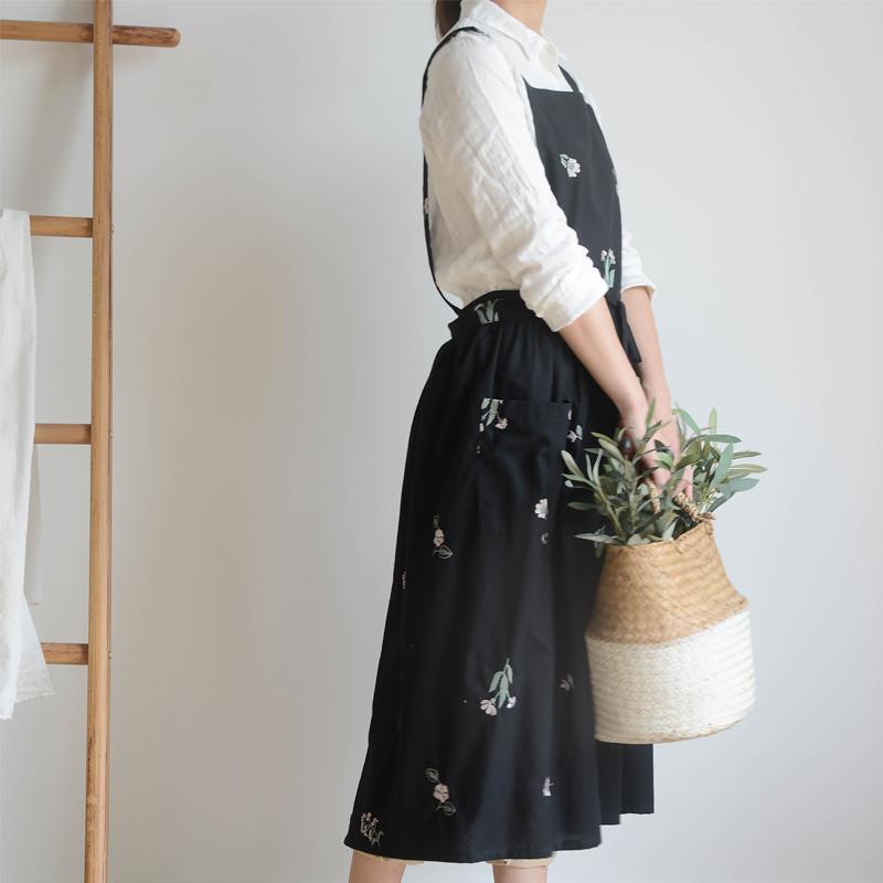 エプロン 刺繍 通販 花柄 北欧 撥水 刺繍エプロン Aラインエプロン ゆったり 柔らかい かわいい おしゃれ 綿 作業用 母の日 敬老の日 ギフト | ブランド登録なし | 05