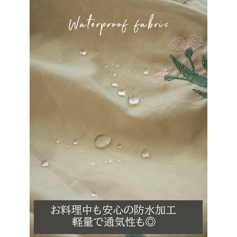 エプロン 刺繍 通販 花柄 北欧 撥水 刺繍エプロン Aラインエプロン ゆったり 柔らかい かわいい おしゃれ 綿 作業用 母の日 敬老の日 ギフト | ブランド登録なし | 08