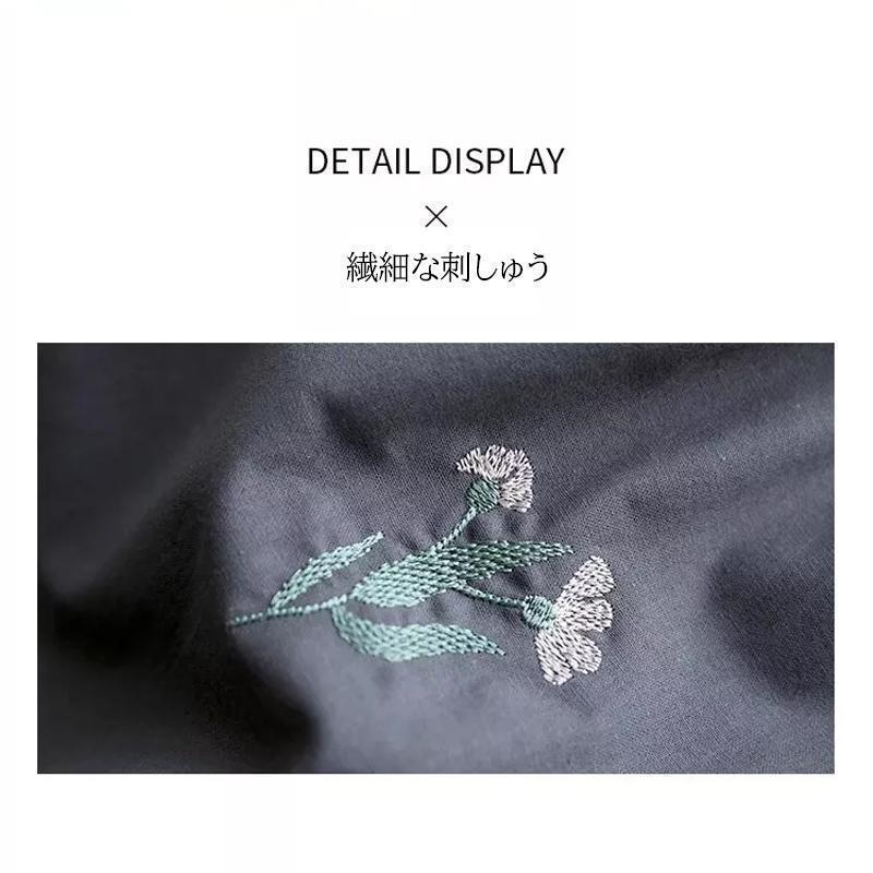 エプロン 刺繍 通販 花柄 北欧 撥水 刺繍エプロン Aラインエプロン ゆったり 柔らかい かわいい おしゃれ 綿 作業用 母の日 敬老の日 ギフト | ブランド登録なし | 09