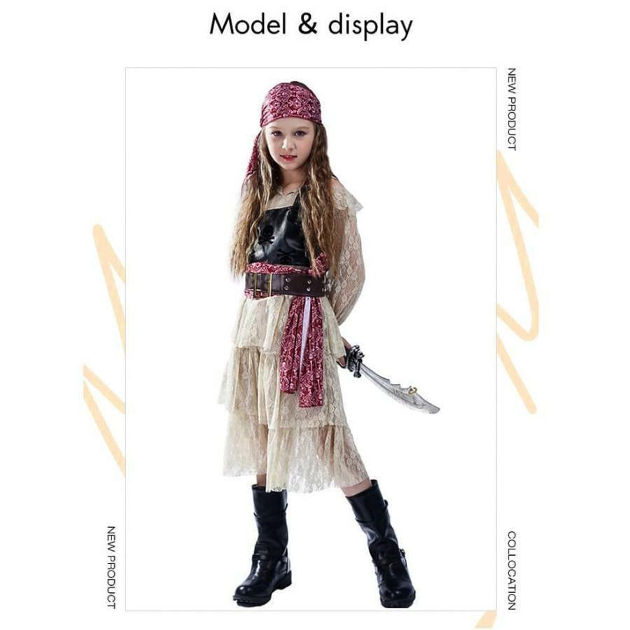 海賊 パイレーツ ハロウィン 衣装 子供 女の子 可愛い レースワンピースセット ハロウィン コスプレ 衣装海賊 コスチューム変装 なりきり 子供用 | ブランド登録なし | 02