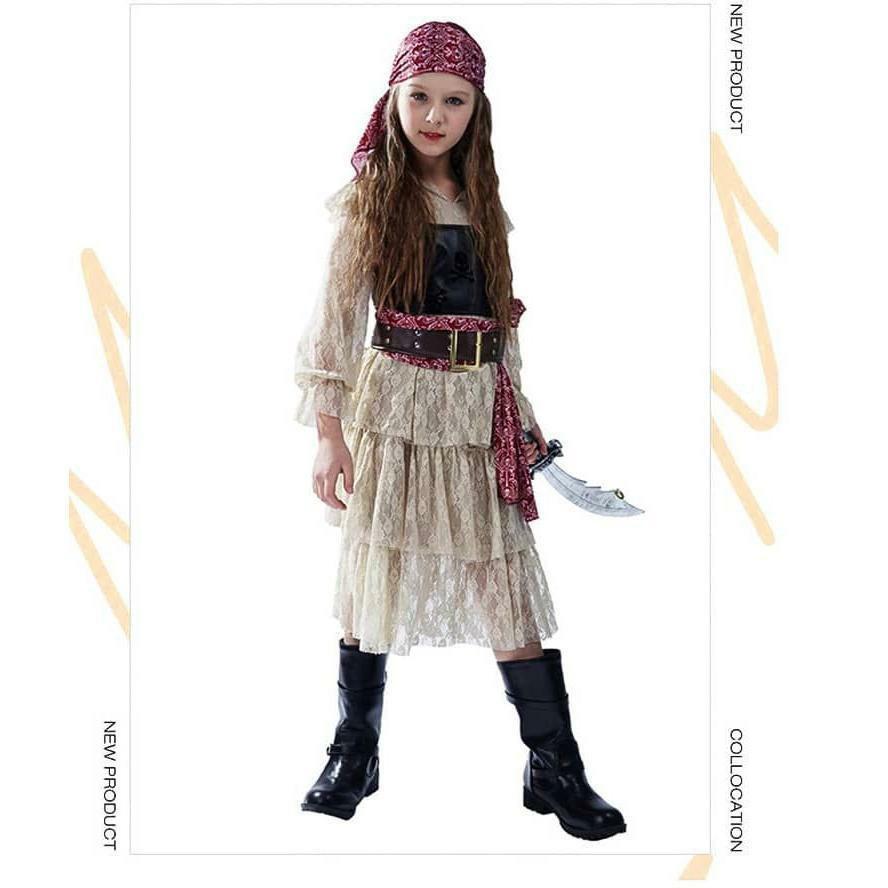 海賊 パイレーツ ハロウィン 衣装 子供 女の子 可愛い レースワンピースセット ハロウィン コスプレ 衣装海賊 コスチューム変装 なりきり 子供用 | ブランド登録なし | 03