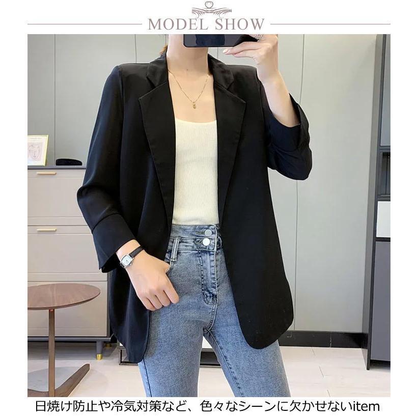 レディース テーラードジャケット ライトアウター 春夏 紫外線対策 薄手 春 夏用 夏 7分袖 スーツジャケット 日焼け防止 サマージャケット 冷房対 | ブランド登録なし | 08