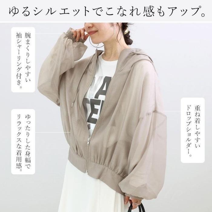秋新作 UVカット パーカー UVパーカー レディース マウンテンパーカー フード付き ジップアップ 春 夏 羽織 長袖 撥水加工 シアー ス | ブランド登録なし | 08