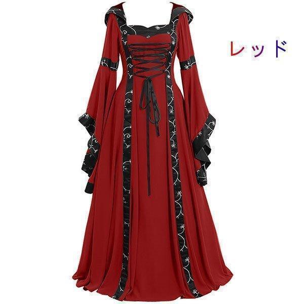 ワンピース ステージ衣装 長袖 ドレス レトロ調 ?廷 ヨーロッパ中世 舞台 ロング丈 4色 ビッグサイズ プリーツスカート 演劇 コスプレ衣装 | ブランド登録なし | 02