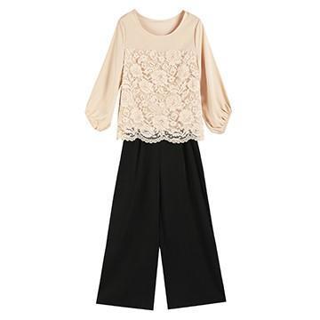 パンツドレス 結婚式 袖あり 大きいサイズ レース レディース ワイド パーティー ドレス セットアップ 卒業式 卒園式 | ブランド登録なし | 03