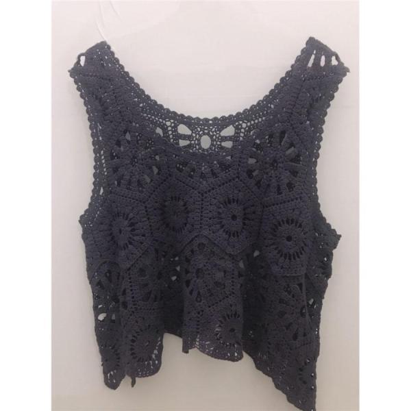 ニットベスト レディース 夏服 袖なし プルオーバー レース 重ね着 ノースリーブ 花柄レース タンクトップ トップス vネック 透かし編み 薄手 | ブランド登録なし | 10