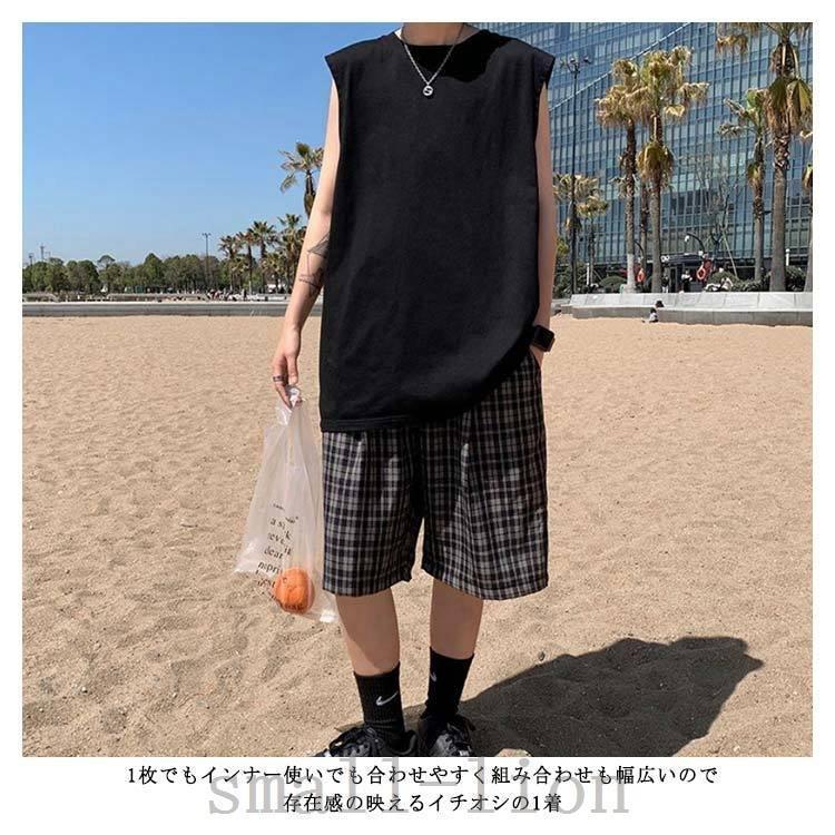 タンクメンズロングタンクロングタンクインナー夏服ゆったり長め無地大きいサイズレイヤードブラック | ブランド登録なし | 10