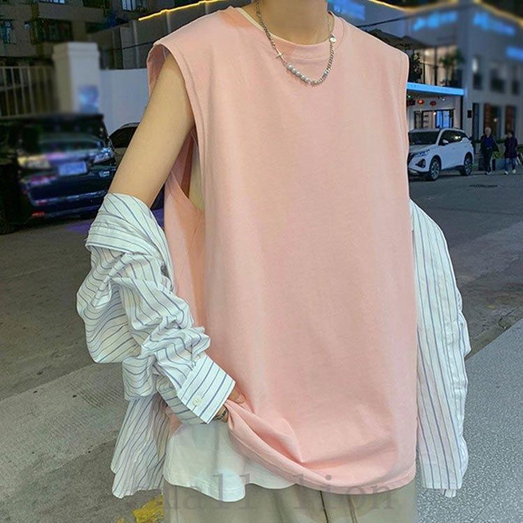 タンクメンズロングタンクロングタンクインナー夏服ゆったり長め無地大きいサイズレイヤードブラック | ブランド登録なし | 01
