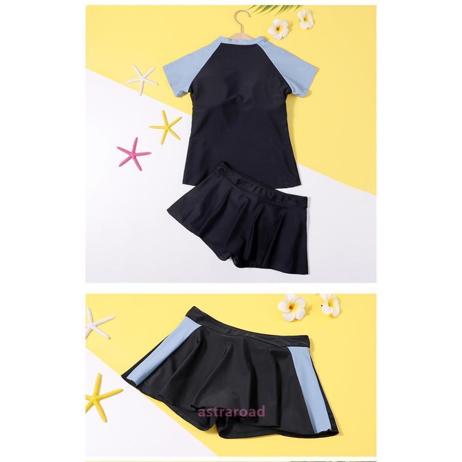 水着 スイムウェア ジュニア レディース セパレート セットアップ 上下セット 半袖 Tシャツ型 スカート付きズボン キュロット スカパン 女の子 小 | ブランド登録なし | 09