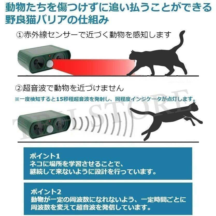 タイム野良 猫バリア 猫よけ ソーラー式 音波 赤外線センサー 簡単設置 猫 犬 ネズミ キツネ 鳥 スズメ 鳩 カラス 撃退 動物対策器 害獣対策 | ブランド登録なし | 04