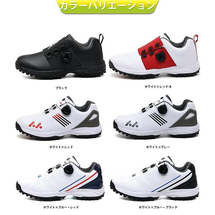 ゴルフシューズ メンズ レディース ダイヤル式 スニーカー 大きいサイズ 幅広い スパイクレス フィット感 軽量 動きやすい 防水 耐久 練習場 白 | ブランド登録なし | 10