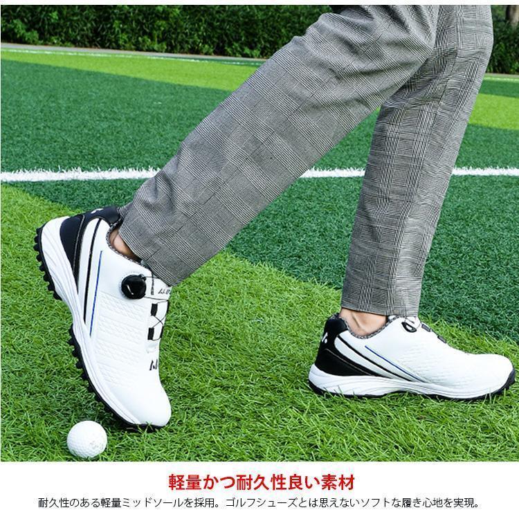 ゴルフシューズ メンズ レディース ダイヤル式 スニーカー 大きいサイズ 幅広い スパイクレス フィット感 軽量 動きやすい 防水 耐久 練習場 白 | ブランド登録なし | 14