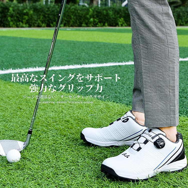 ゴルフシューズ メンズ レディース ダイヤル式 スニーカー 大きいサイズ 幅広い スパイクレス フィット感 軽量 動きやすい 防水 耐久 練習場 白 | ブランド登録なし | 09