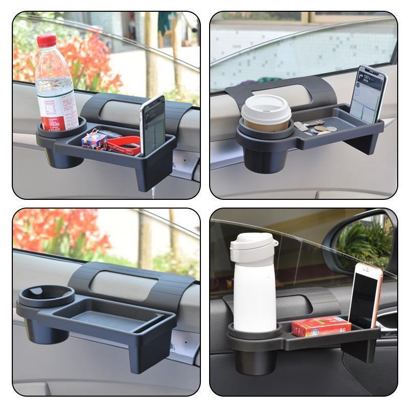 ドリンクホルダー トレイ 車用 車載 テーブル カップホルダー スマホホルダー 一体型 引っ掛け 取り付け簡単 車内収納 カーアクセサリー カー用品 | ブランド登録なし | 01