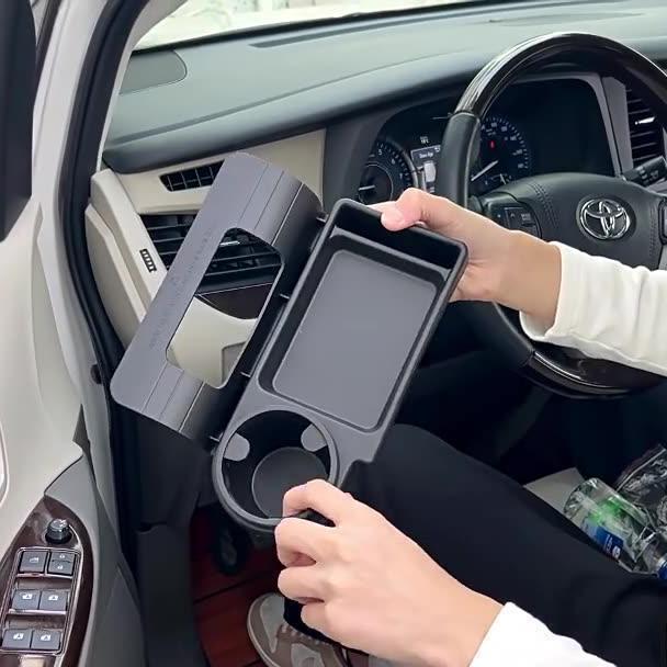 ドリンクホルダー トレイ 車用 車載 テーブル カップホルダー スマホホルダー 一体型 引っ掛け 取り付け簡単 車内収納 カーアクセサリー カー用品 | ブランド登録なし | 02