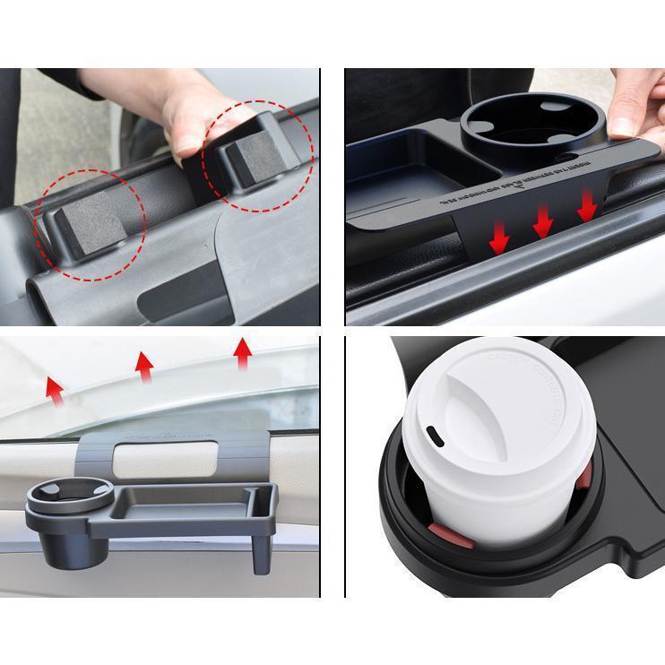 ドリンクホルダー トレイ 車用 車載 テーブル カップホルダー スマホホルダー 一体型 引っ掛け 取り付け簡単 車内収納 カーアクセサリー カー用品 | ブランド登録なし | 03