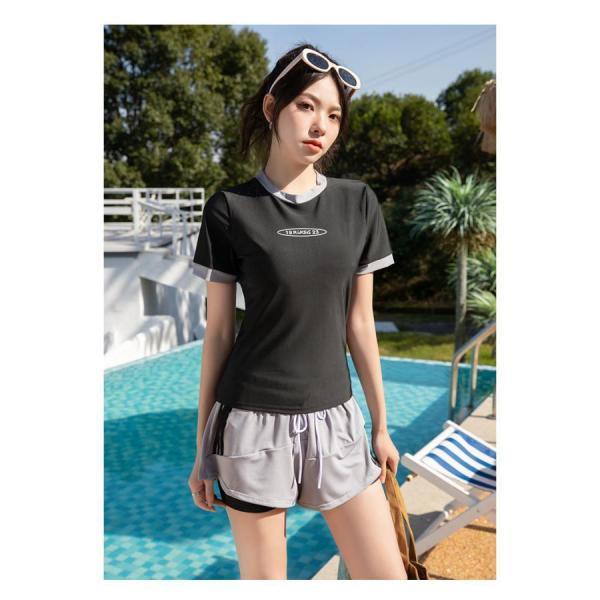 水着 上下セット フィットネス レディース セパレート 半袖Tシャツ ショートパンツ 切り替え 大人 かわいい 体型カバー 夏 海 海水浴 温泉 | ブランド登録なし | 04