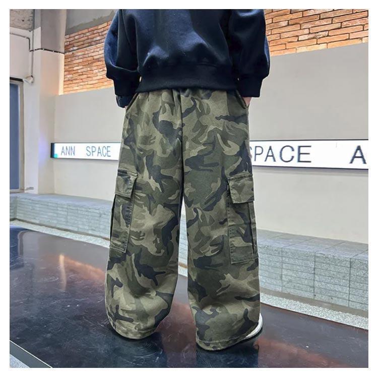 ヒップホップ 衣装 子供 キッズダンス衣装 迷彩 パンツ ロング丈 練習着 キッズ カーゴパンツ ダンス 子ども ストリート 緑 グリーン 黒 ブラッ | ブランド登録なし | 11